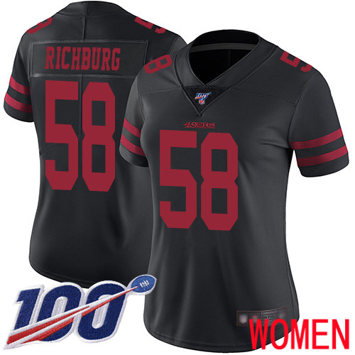 San Francisco 49ers Limited Black Women Weston Richburg Alternate NFL Jersey 58 100th
